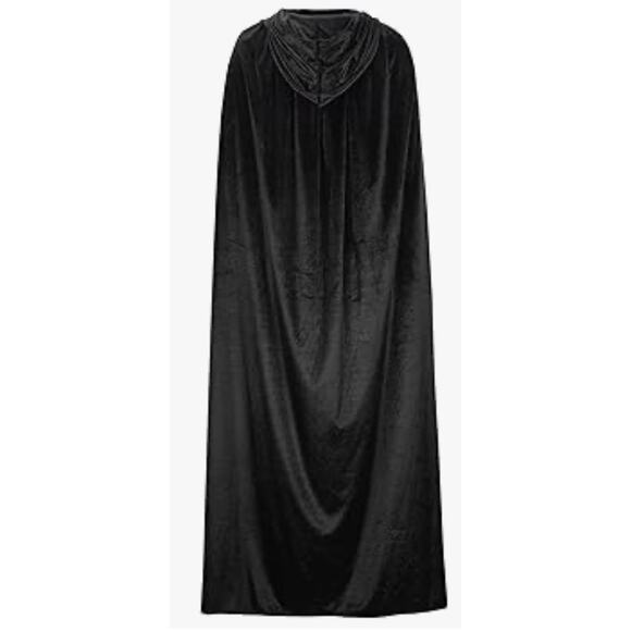 Velvet Renaissance Medieval Cloak Hooded Cape Robe Outfit Witch costume vampire - Picture 2 of 6